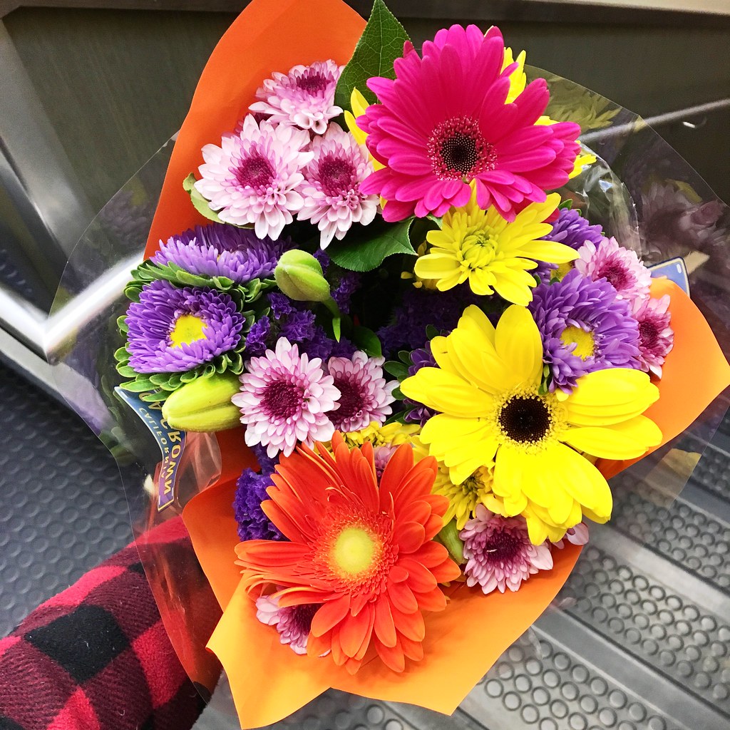 A colourful bouquet of gerberas and daisies