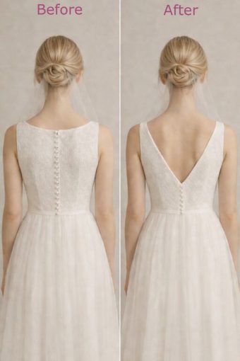 round to v-neck backside