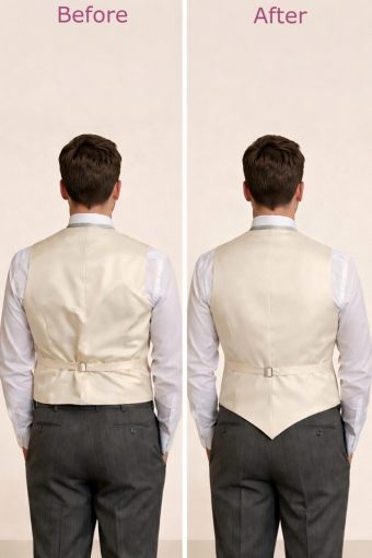 tight waistcoat vs fitted - back view